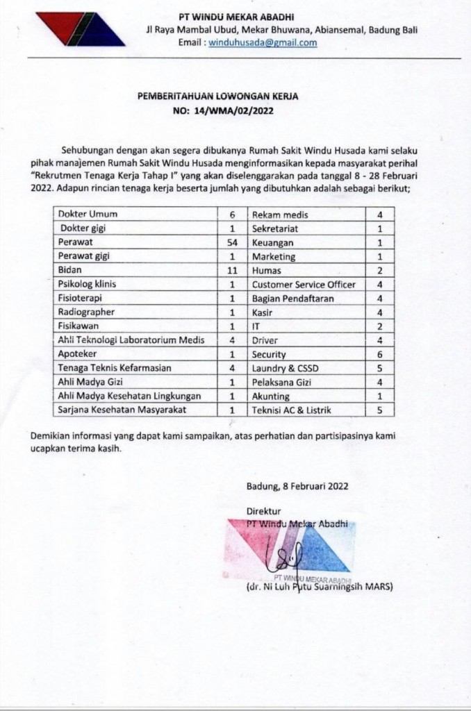LOKER PT WINDU MEKAR ABADHI